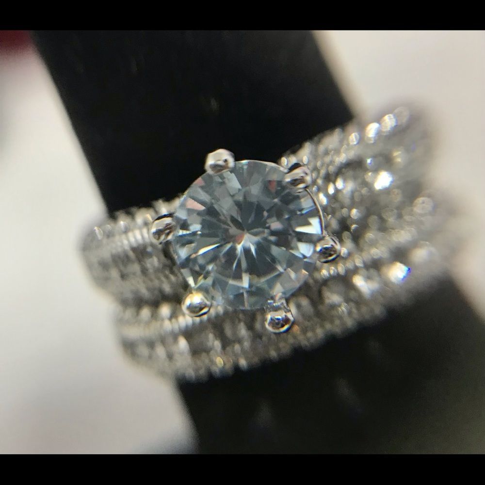 S925 CZ Solitaire Ring Set Size 7 in Velvet Box